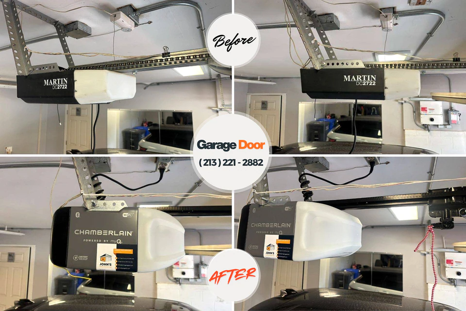 Before and after: garage door repair Grove, OK